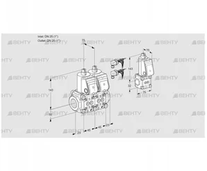 VCS1E25R/25R05NNWR6/PPPP/PPBS (88104044) Сдвоенный газовый клапан Kromschroder