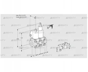 VCS1E15R/15R05NLWL/PPPP/3--4 (88104067) Сдвоенный газовый клапан Kromschroder