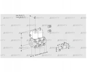 VCS1E25R/25R05NNWL3/PPPP/2-PP (88103349) Сдвоенный газовый клапан Kromschroder