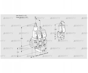 VCH2T40N/40N05LHAQSR/PPPP/PPBS (88100699) Клапан с регулятором расхода Kromschroder