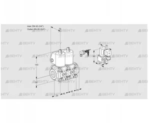 VCS1E20R/20R05NNWL/PPBY/PPPP (88100820) Сдвоенный газовый клапан Kromschroder