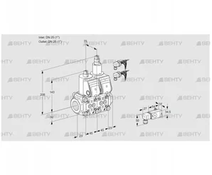 VCS1E25R/25R05NLKR6/2-PP/4-PP (88102902) Сдвоенный газовый клапан Kromschroder